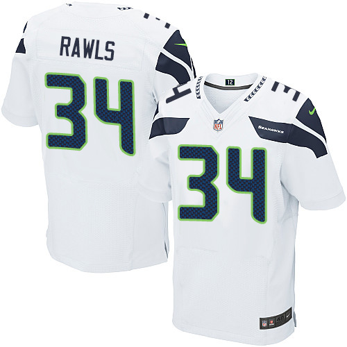 Men's Elite Thomas Rawls Nike Jersey White Road - #34 NFL Seattle Seahawks